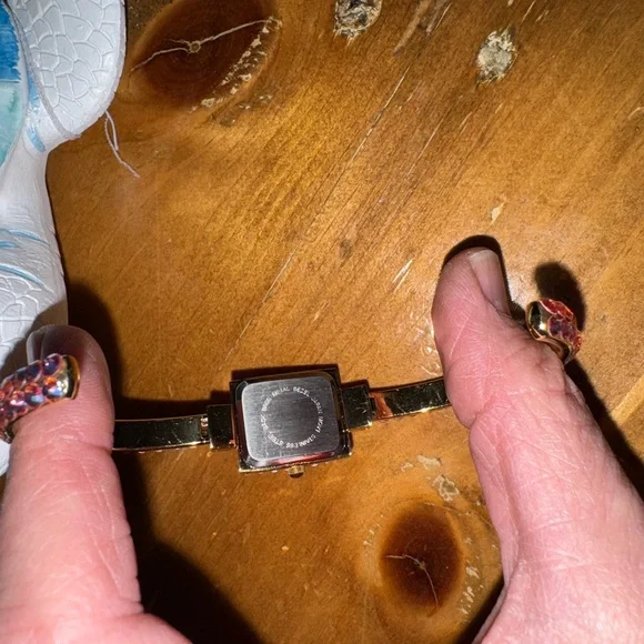 Kirks Folly Womens Cuff Watch Bracelet GoldTone Purple AB Crystal 6” - Picture 9 of 10